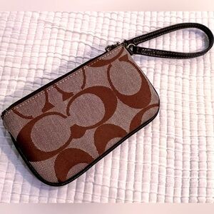 Vintage Coach Signature C Logo Canvas Wristlet Purse